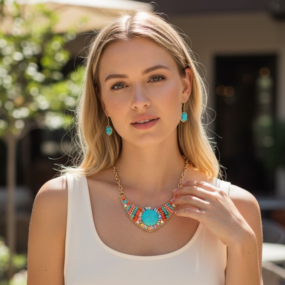 Colorful Beaded Necklace and Earring Set